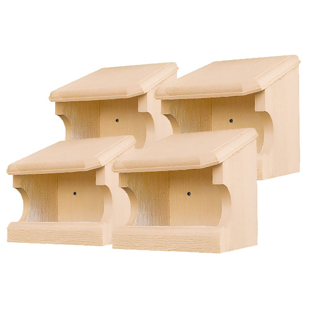 set of four open nest boxes.
perch and weather